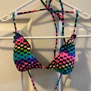 Colorful checkered bikini top